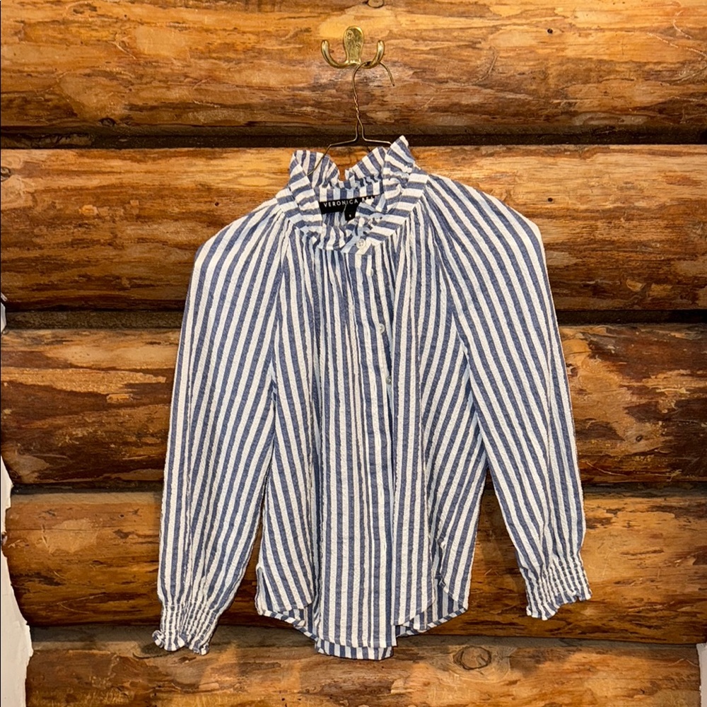 💙Adorable Veronica Beard Jeans Blue Striped Shirt